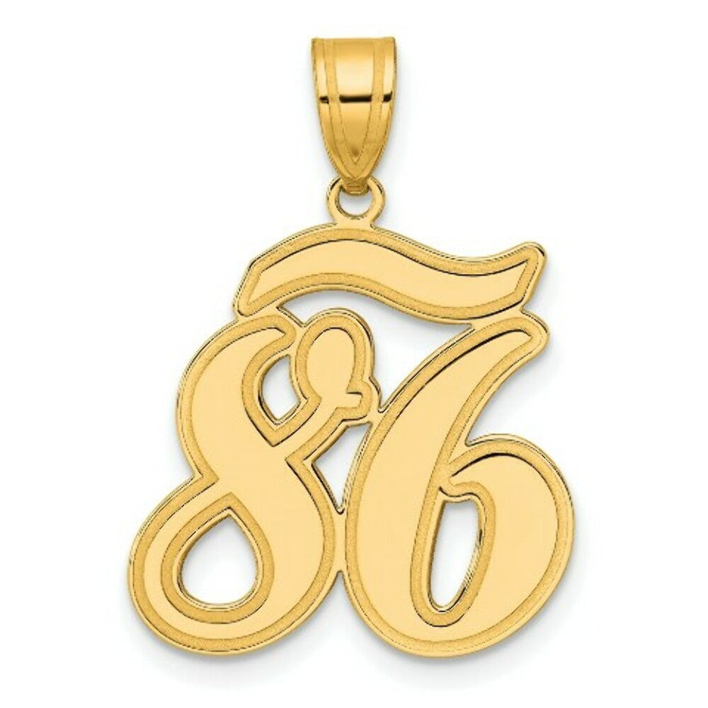 14K Yellow Gold Polished Script Number 86 Pendant