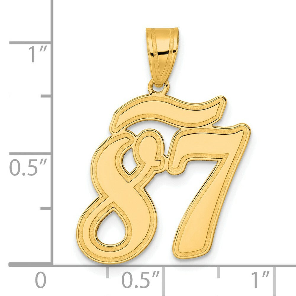 14K Yellow Gold Polished Script Number 87 Pendant