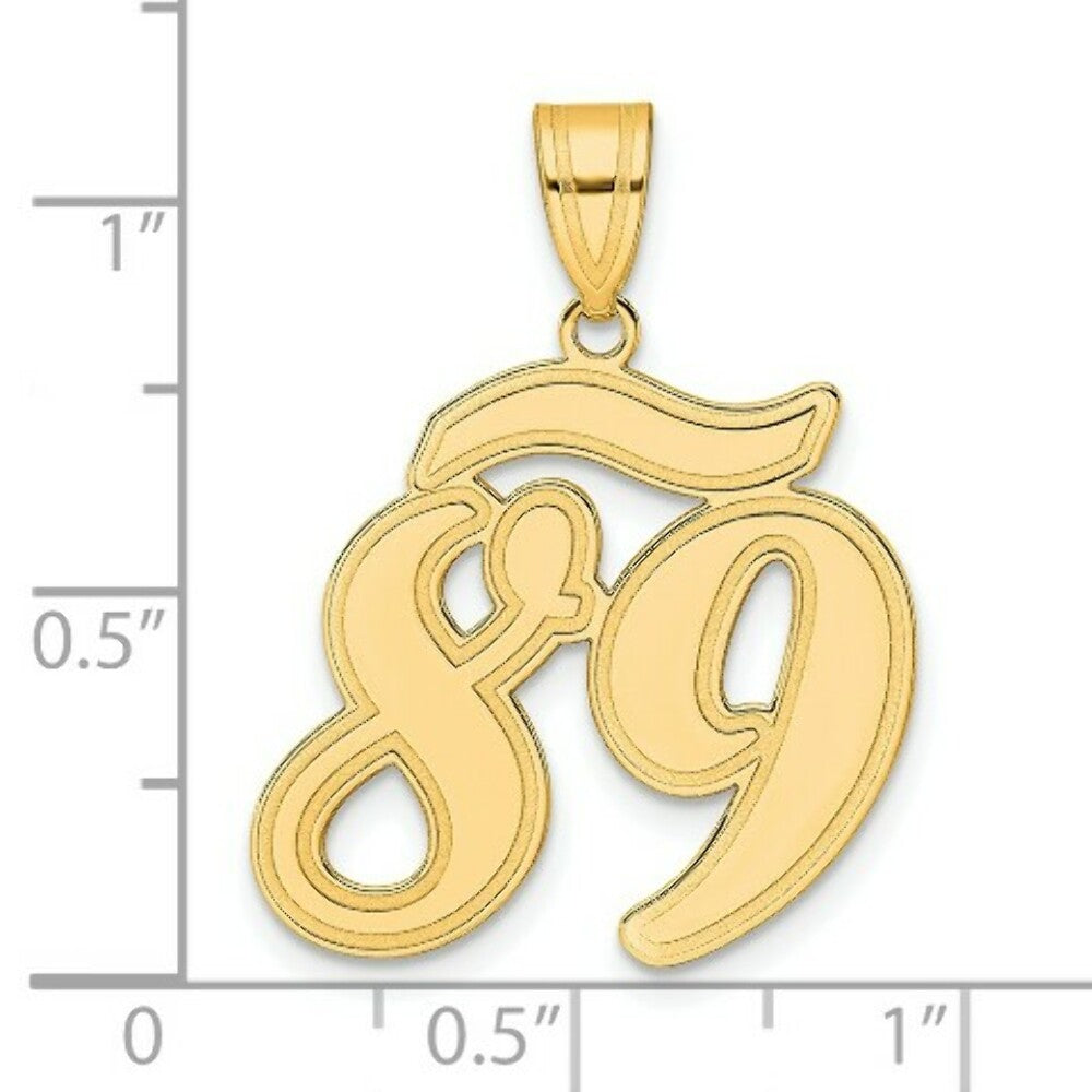 14K Yellow Gold Polished Script Number 89 Pendant