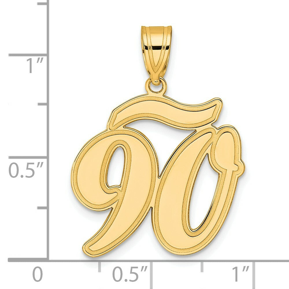 14K Yellow Gold Polished Script Number 90 Pendant