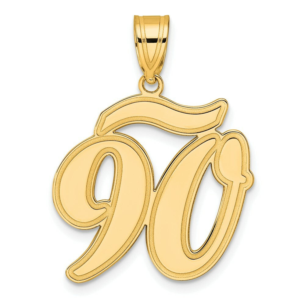 14K Yellow Gold Polished Script Number 90 Pendant