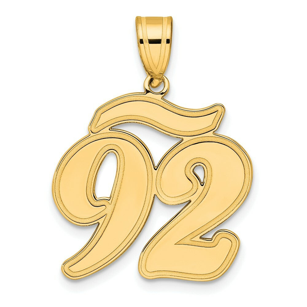 14K Yellow Gold Polished Script Number 92 Pendant