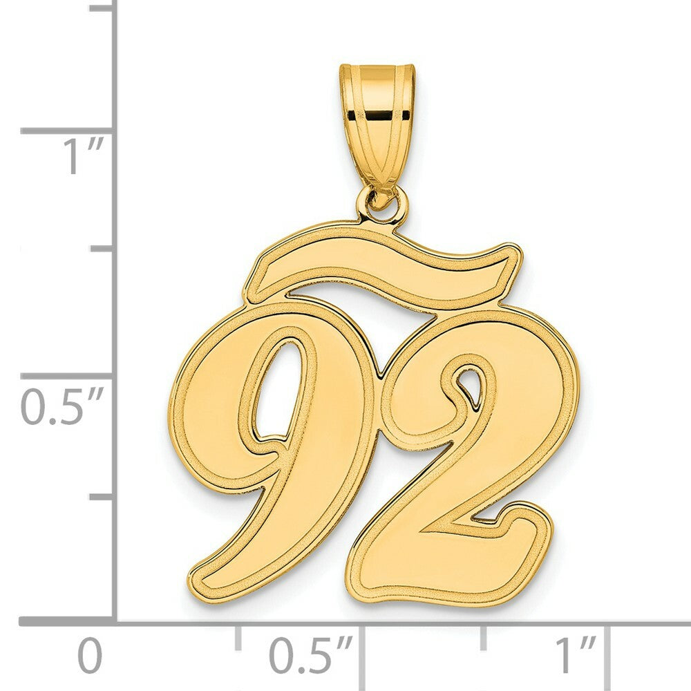 14K Yellow Gold Polished Script Number 92 Pendant