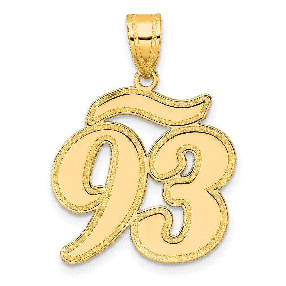 14K Yellow Gold Polished Script Number 93 Pendant