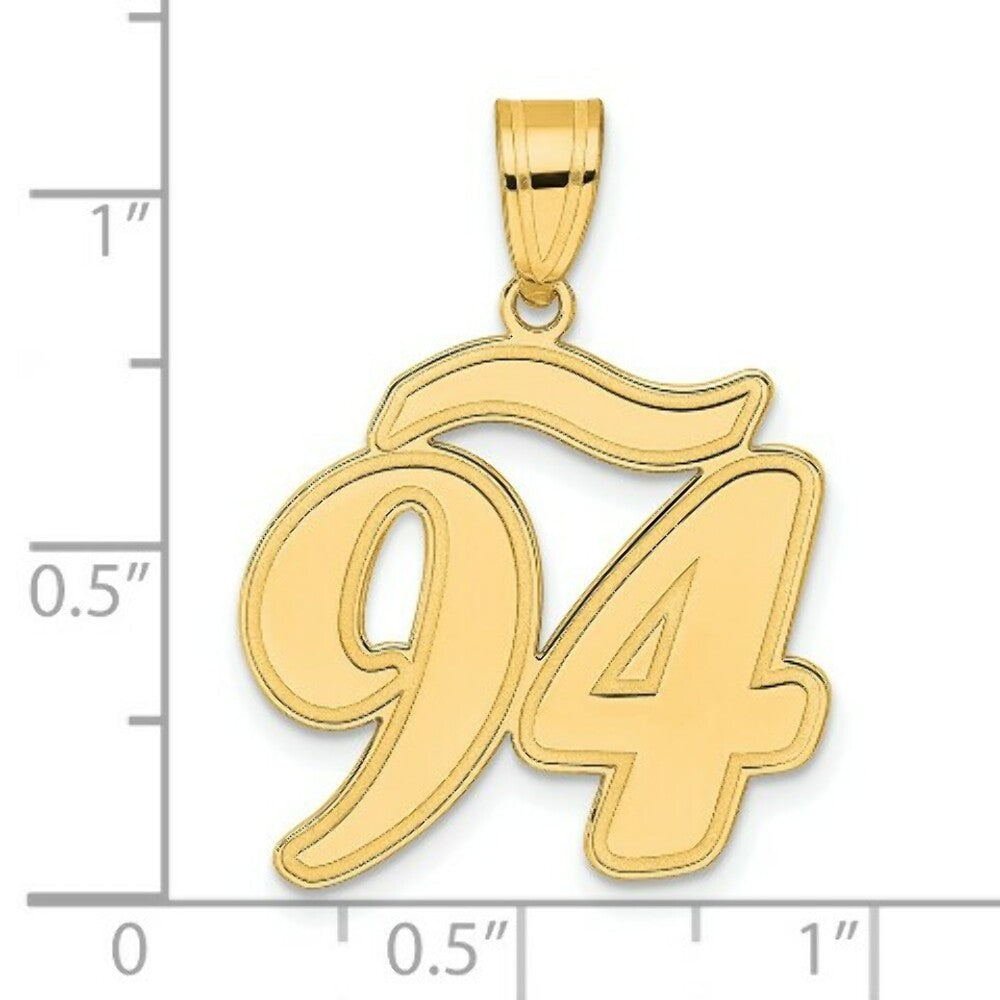 14K Yellow Gold Polished Script Number 94 Pendant