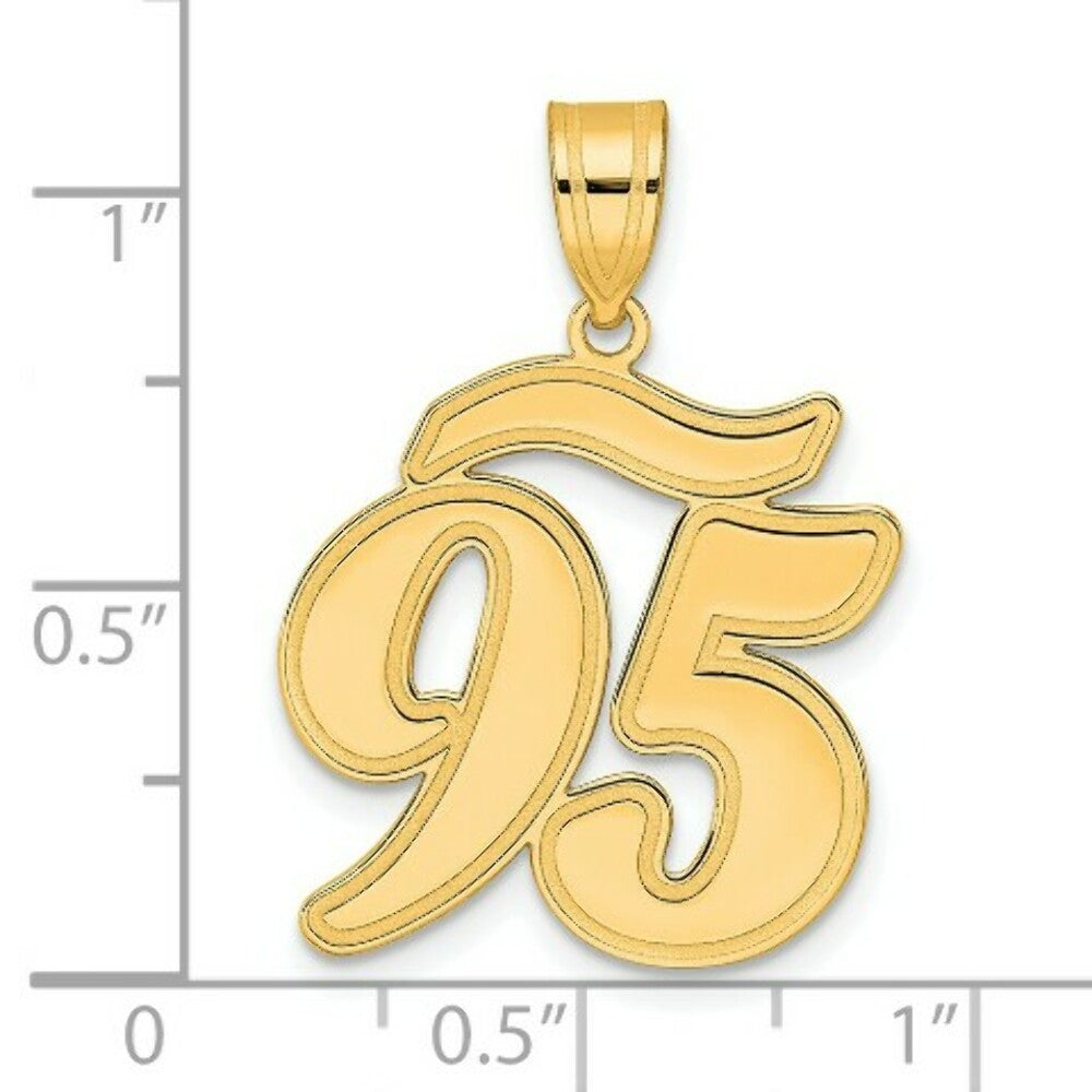 14K Yellow Gold Polished Script Number 95 Pendant