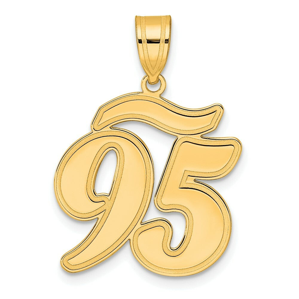 14K Yellow Gold Polished Script Number 95 Pendant