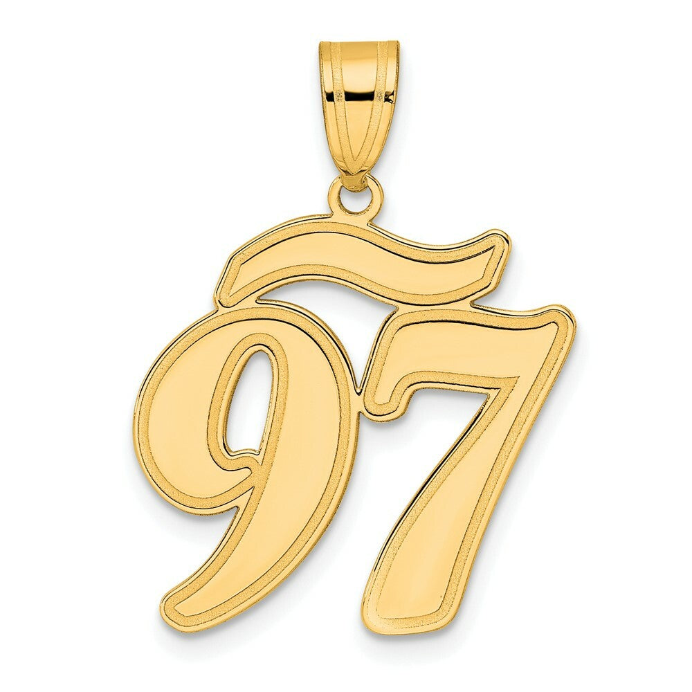 14K Yellow Gold Polished Script Number 97 Pendant