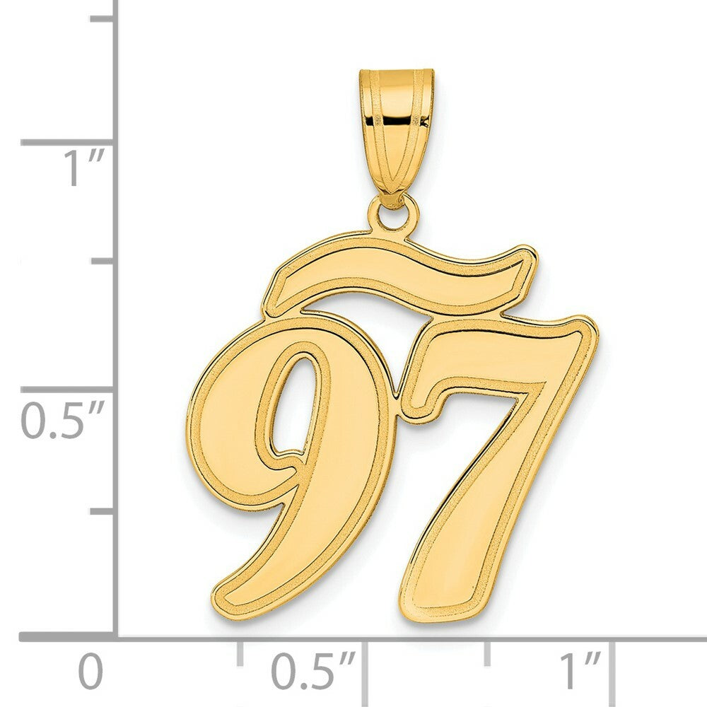 14K Yellow Gold Polished Script Number 97 Pendant