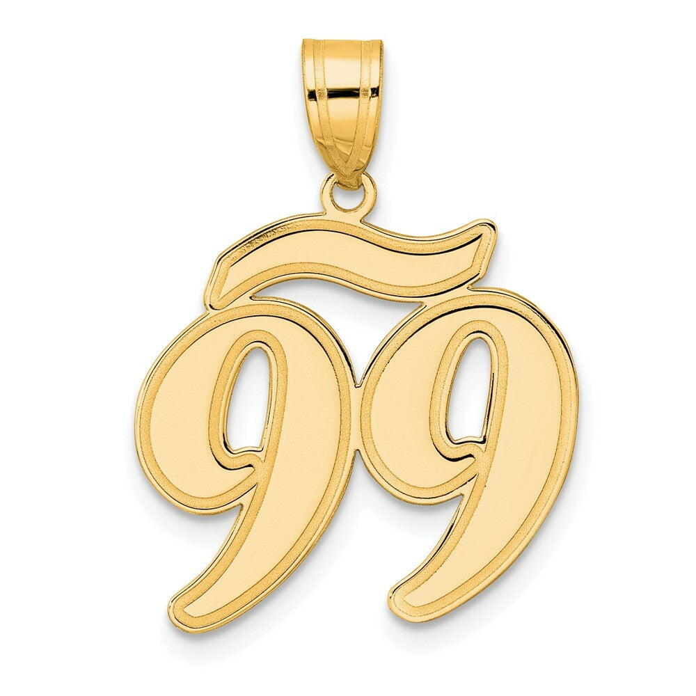 14K Yellow Gold Polished Script Number 99 Pendant
