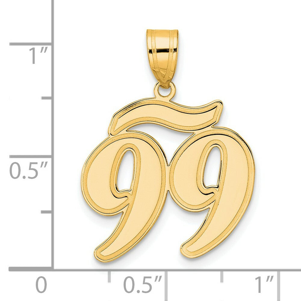 14K Yellow Gold Polished Script Number 99 Pendant