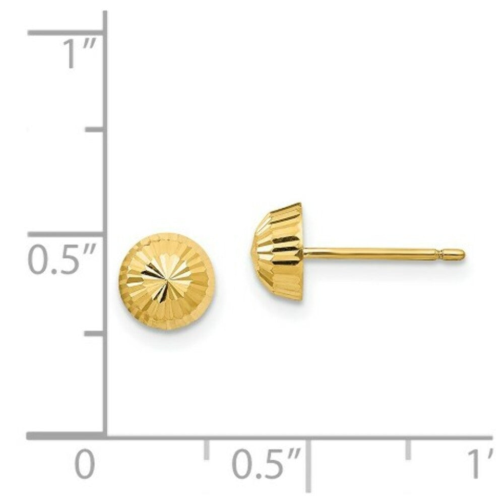 14K Yellow Gold Madi K Polished & D/C Swirl 5mm Button Post Earrings