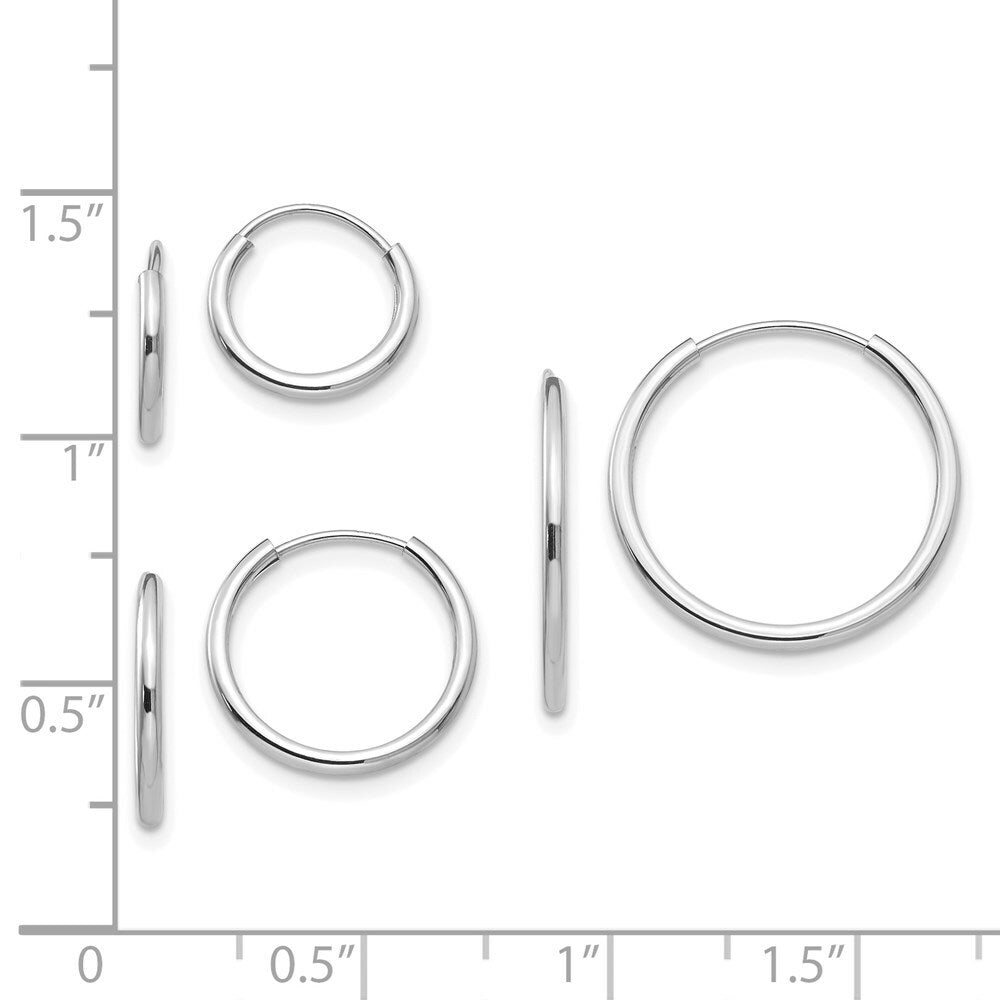 14k White Gold Madi K 3-Pair Set - Endless Hoop Earrings
