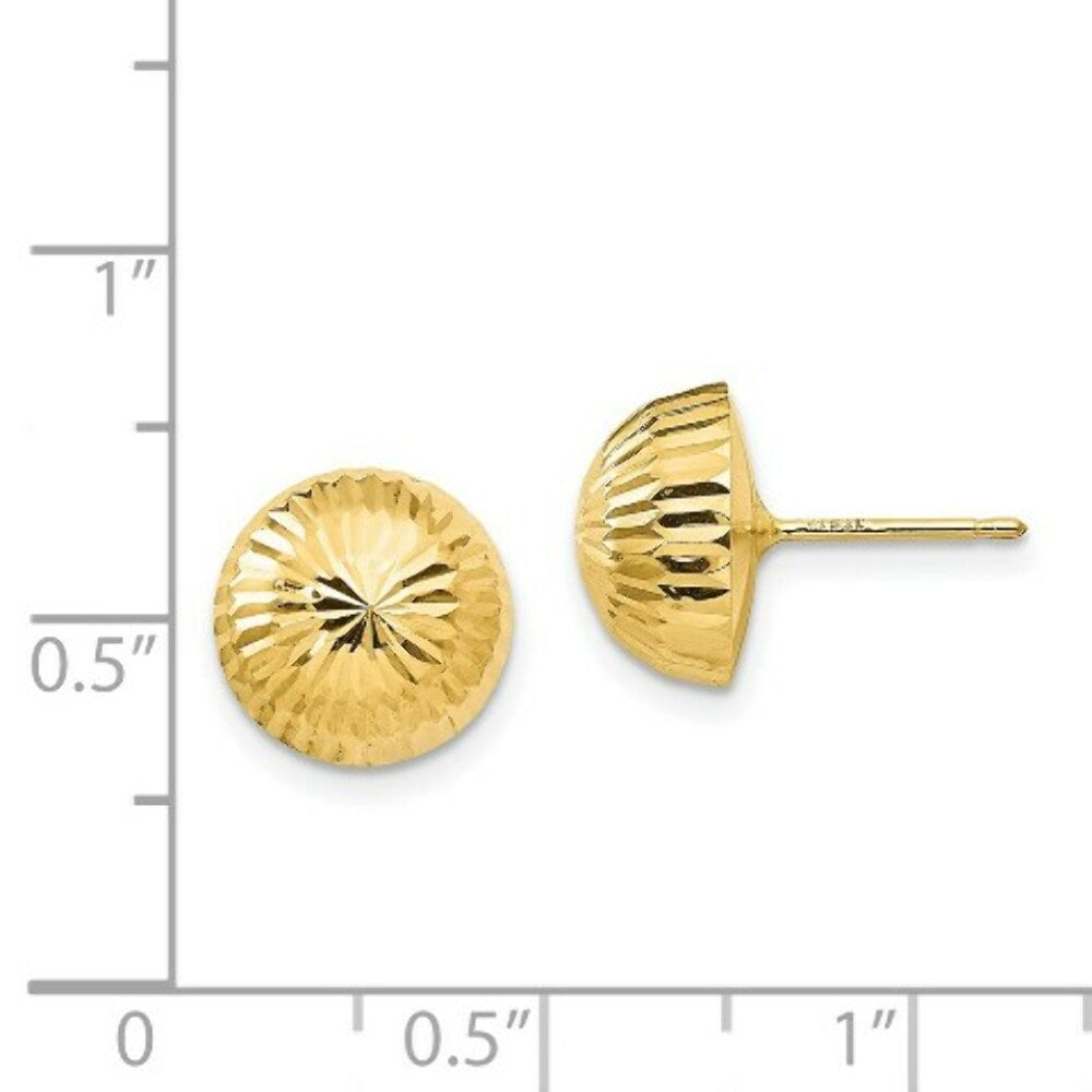 14K Yellow Gold Madi K Polished & Diamond-Cut 10mm Button Post Earrings