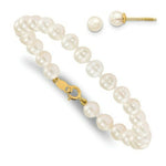 Load image into Gallery viewer, 14K Yellow Gold Madi K Baby Freshwater Cultured Pearl Set - 5.5 Bracelet &amp; Screwback Earrings
