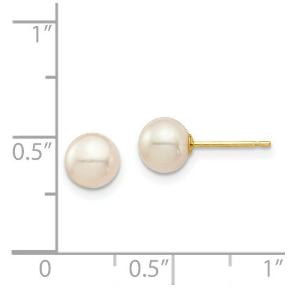14K Yellow Gold Madi K 6mm FW Cultured Pearl Earrings