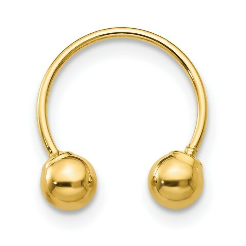14K Yellow Gold Madi K Single Beaded Half Hoop Screwback Earring