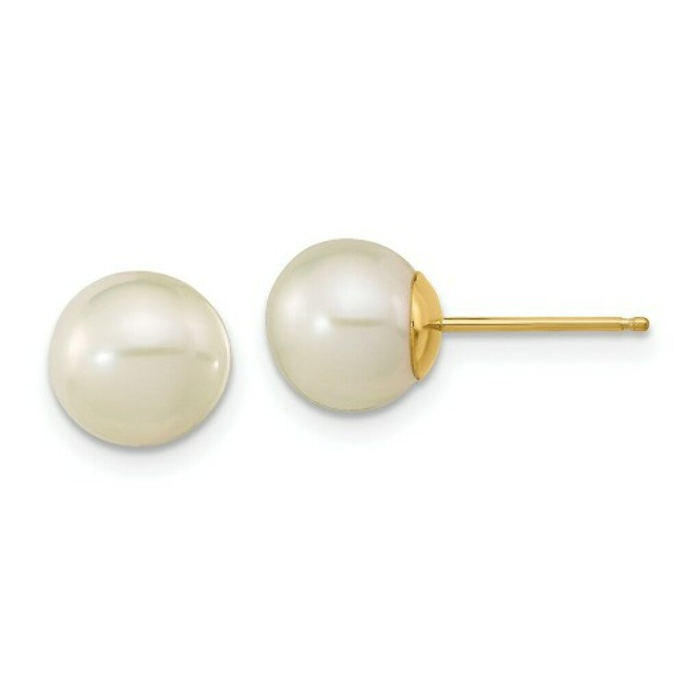 14K Yellow Gold Madi K 7mm FW Cultured Pearl Earrings