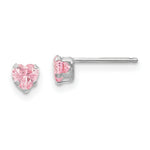 Load image into Gallery viewer, 14k White Gold Madi K 4mm Pink CZ Heart Earrings
