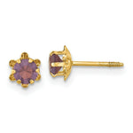 Load image into Gallery viewer, 14K Yellow Gold Madi K 4mm Synthetic Februrary Birthstone Screwback Earrings
