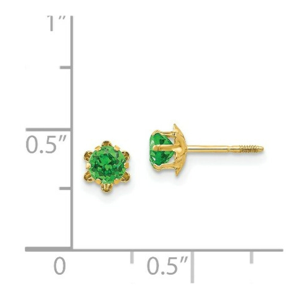 14K Yellow Gold Madi K 4mm Synthetic May Birthstone Screwback Earrings