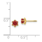 Load image into Gallery viewer, 14K Yellow Gold Madi K 4mm Synthetic Ruby July Birthstone Screwback Earrings
