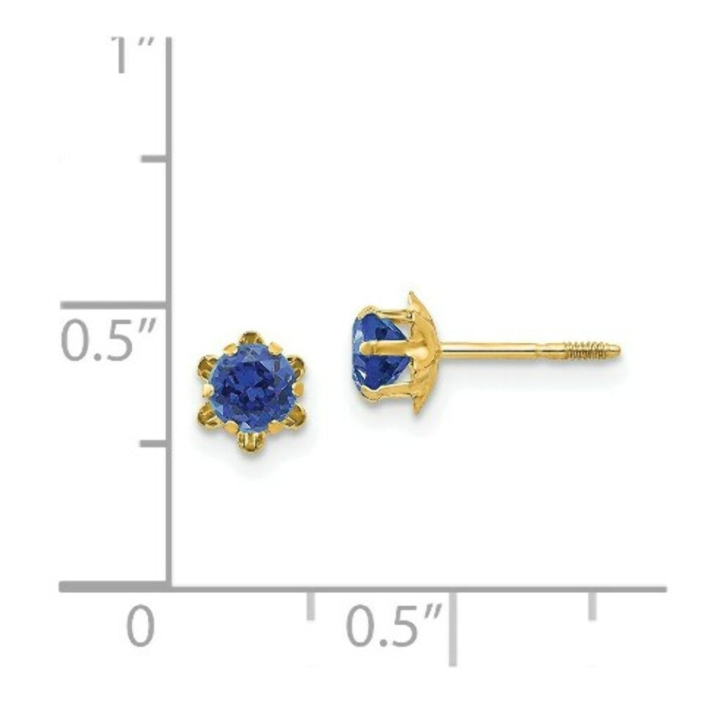 14K Yellow Gold Madi K 4mm Synthetic September Birthstone Screwback Earrings