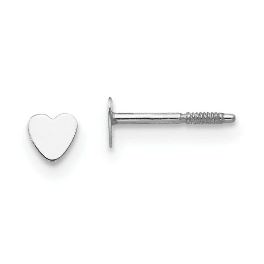 14K White Gold Madi K Tiny Heart Baby Post Earrings