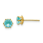 Load image into Gallery viewer, 14K Yellow Gold Madi K 5mm Synthetic March Birthstone Earrings
