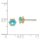 Load image into Gallery viewer, 14K Yellow Gold Madi K 5mm Synthetic March Birthstone Earrings

