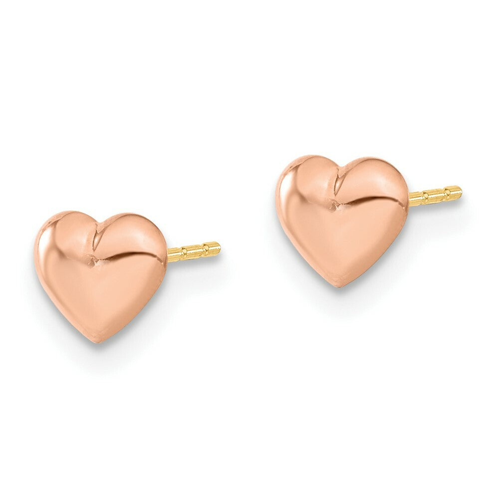 14K Yellow Gold Madi K Rose Gold Heart Post Earrings