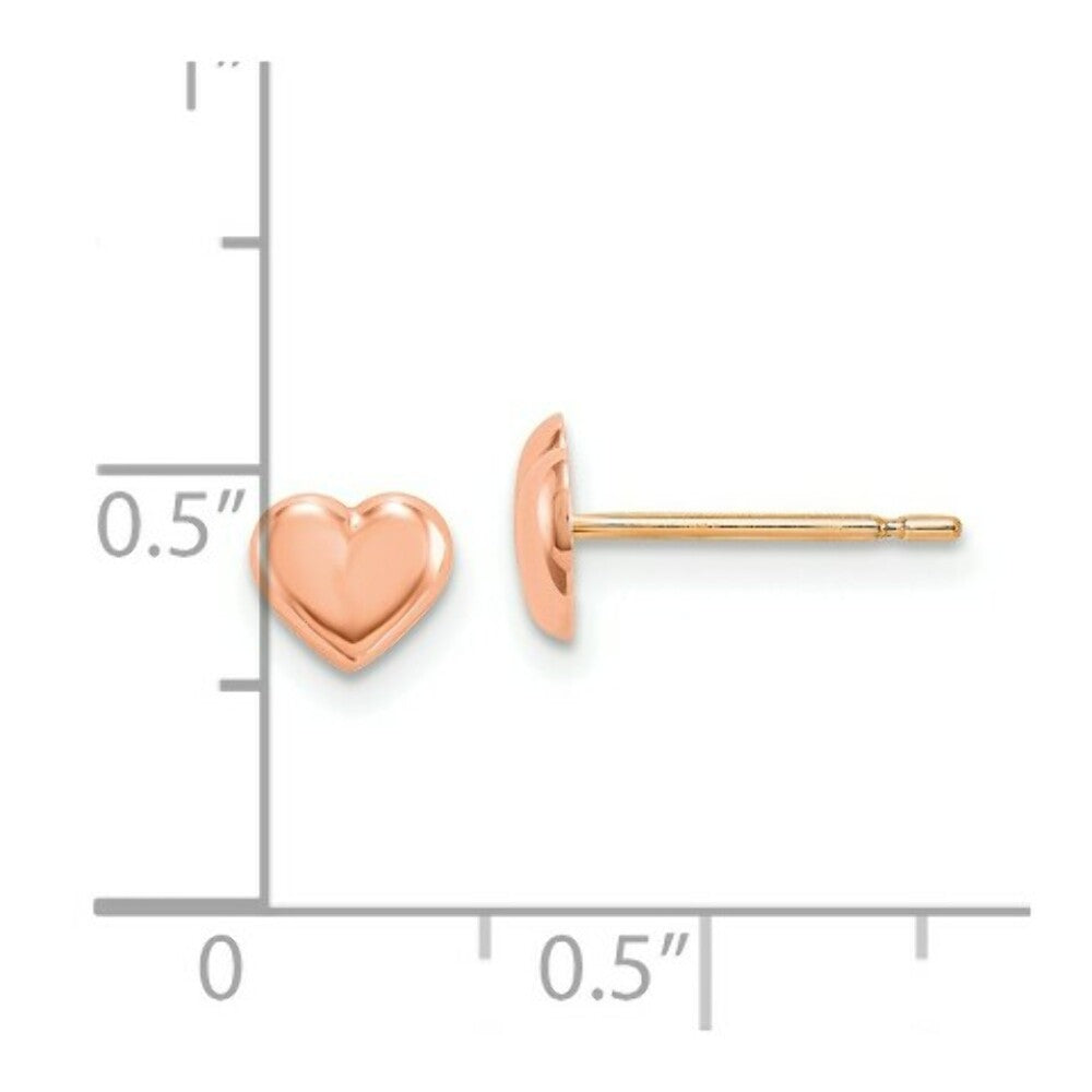 14K Yellow Gold Madi K Rose Gold Heart Post Earrings