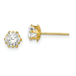 Load image into Gallery viewer, 14K Yellow Gold Madi K 5mm Synthetic April Birthstone Earrings
