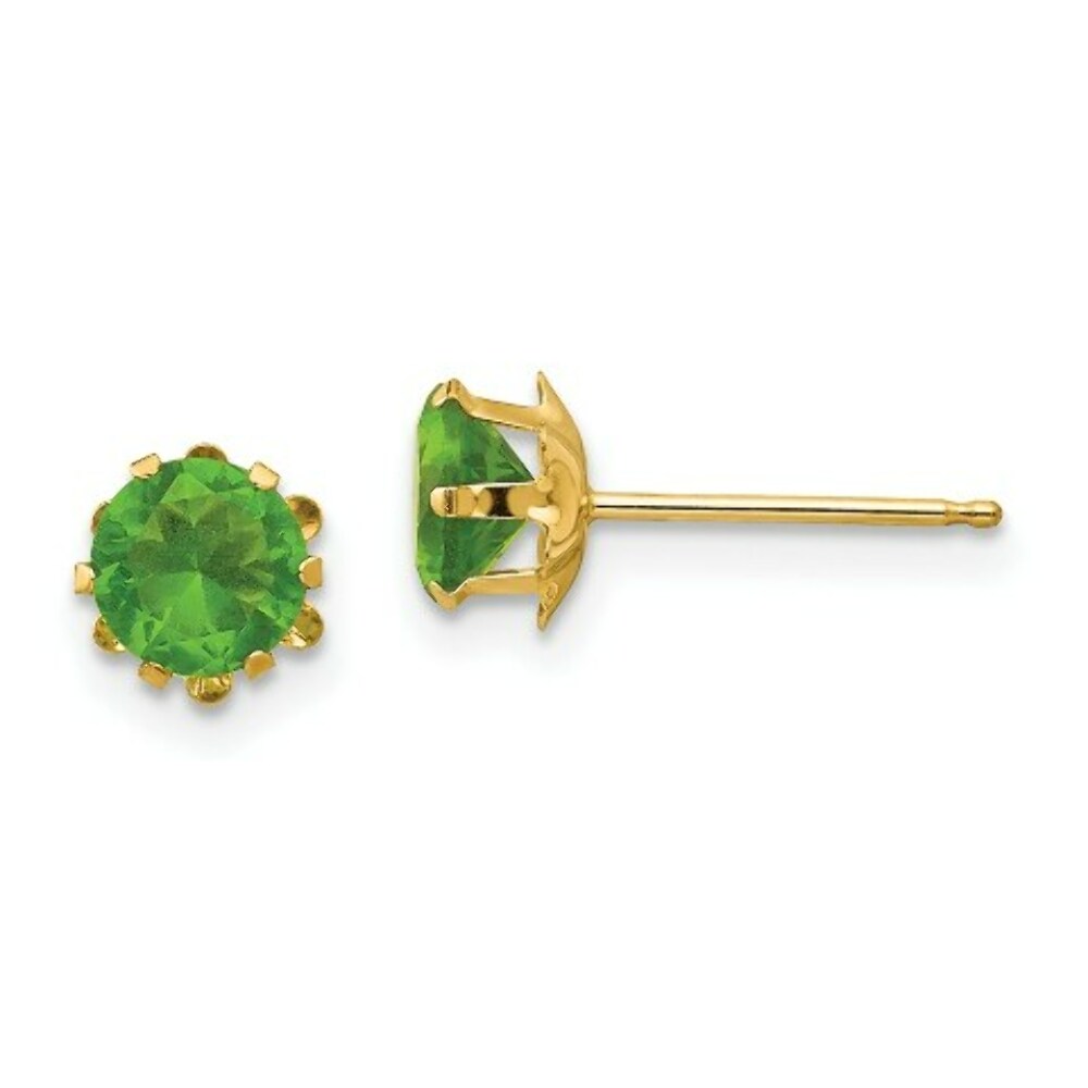 14K Yellow Gold Madi K 5mm Synthetic August Birthstone Earrings