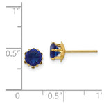 Load image into Gallery viewer, 14K Yellow Gold Madi K 5mm Synthetic September Birthstone Earrings
