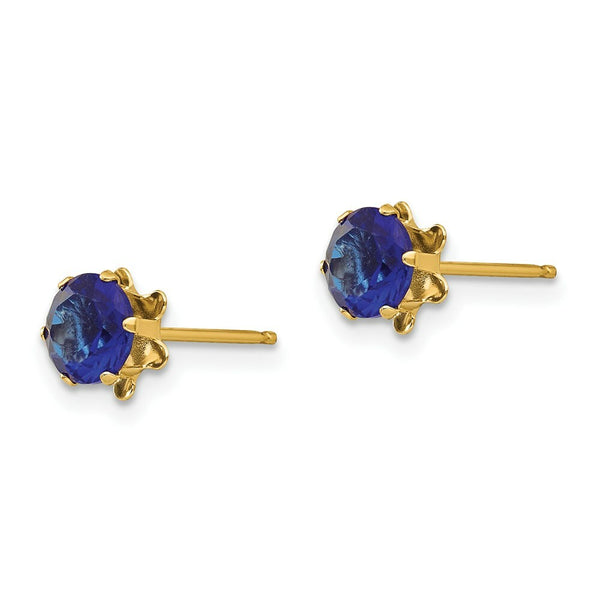 14K Yellow Gold Madi K 5mm Synthetic September Birthstone Earrings