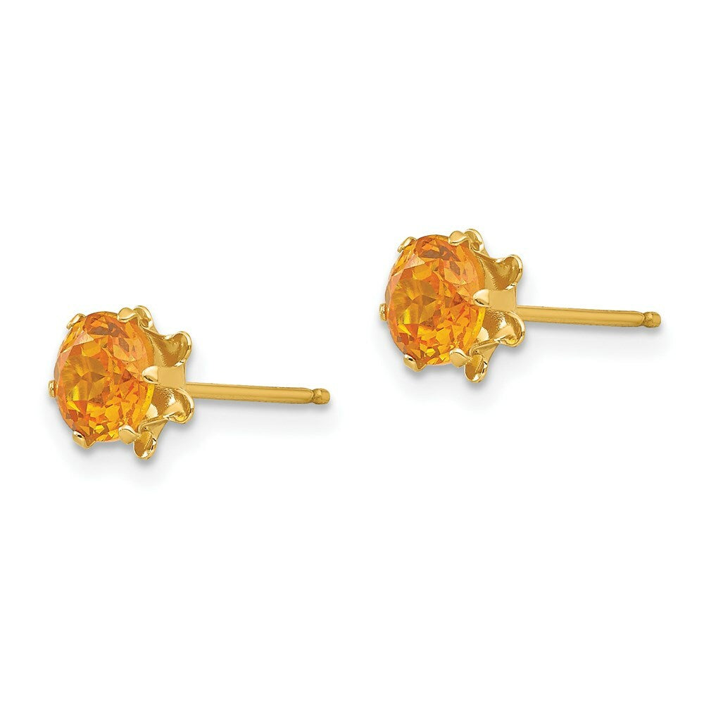 14K Yellow Gold Madi K 5mm Synthetic November Birthstone Earrings