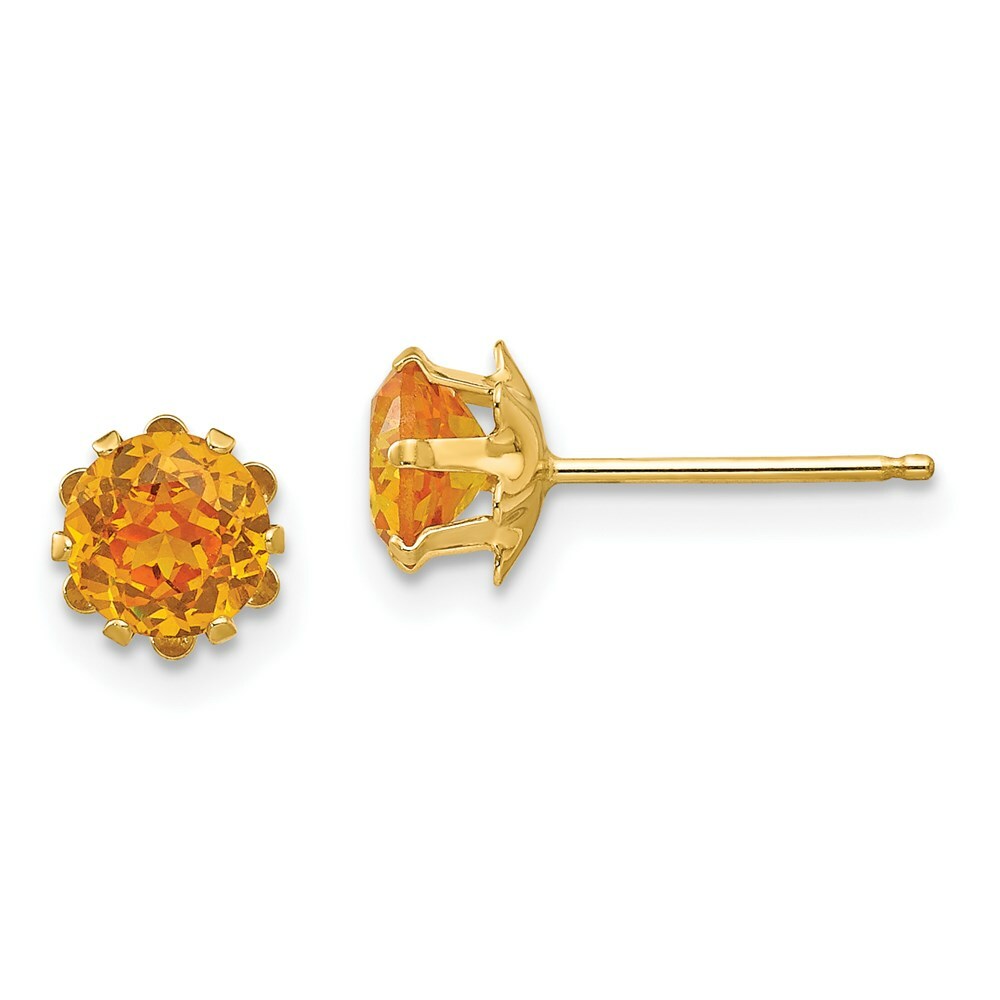 14K Yellow Gold Madi K 5mm Synthetic November Birthstone Earrings