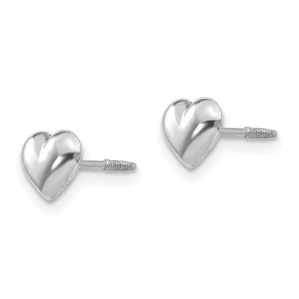 14K Yellow Gold Madi K Collection White Gold Puff Heart Post Earrings