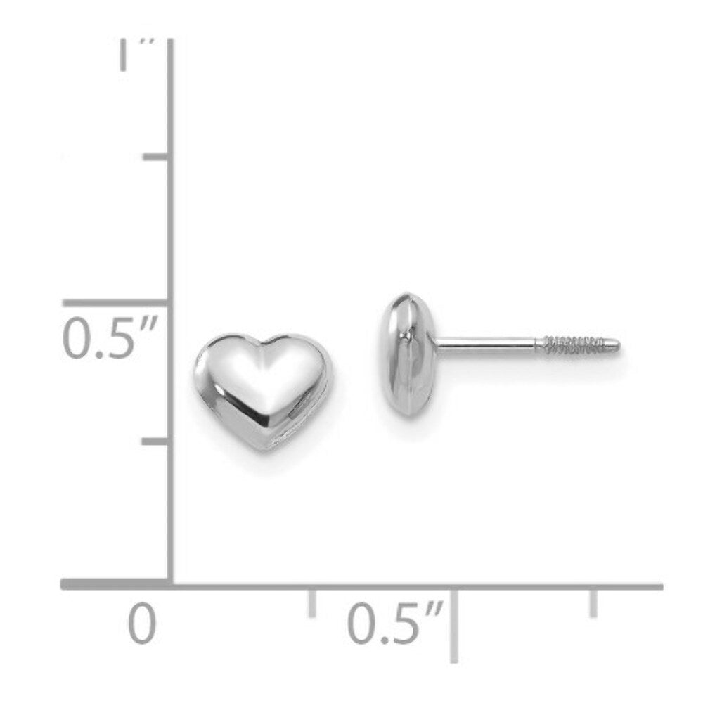14K Yellow Gold Madi K Collection White Gold Puff Heart Post Earrings