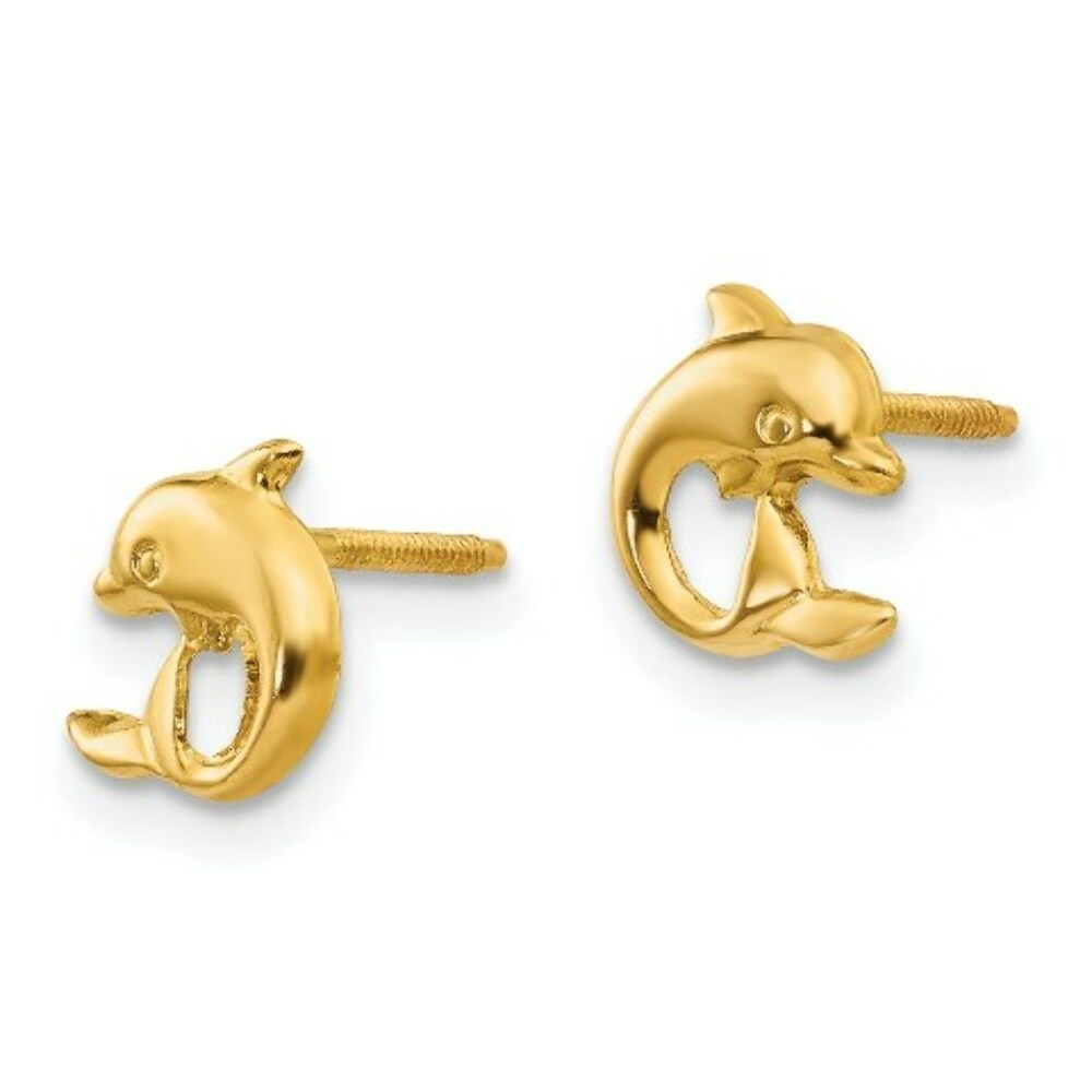 14K Yellow Gold Madi K Dolphin Post Earrings