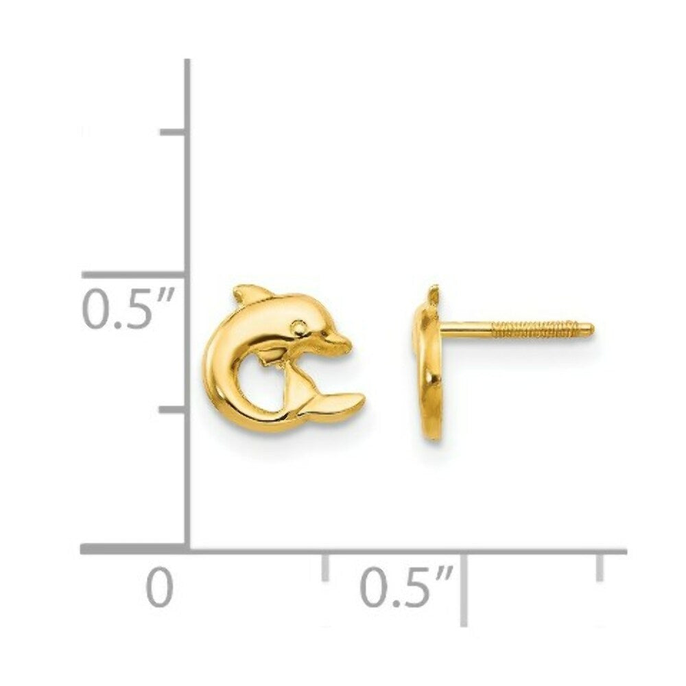 14K Yellow Gold Madi K Dolphin Post Earrings