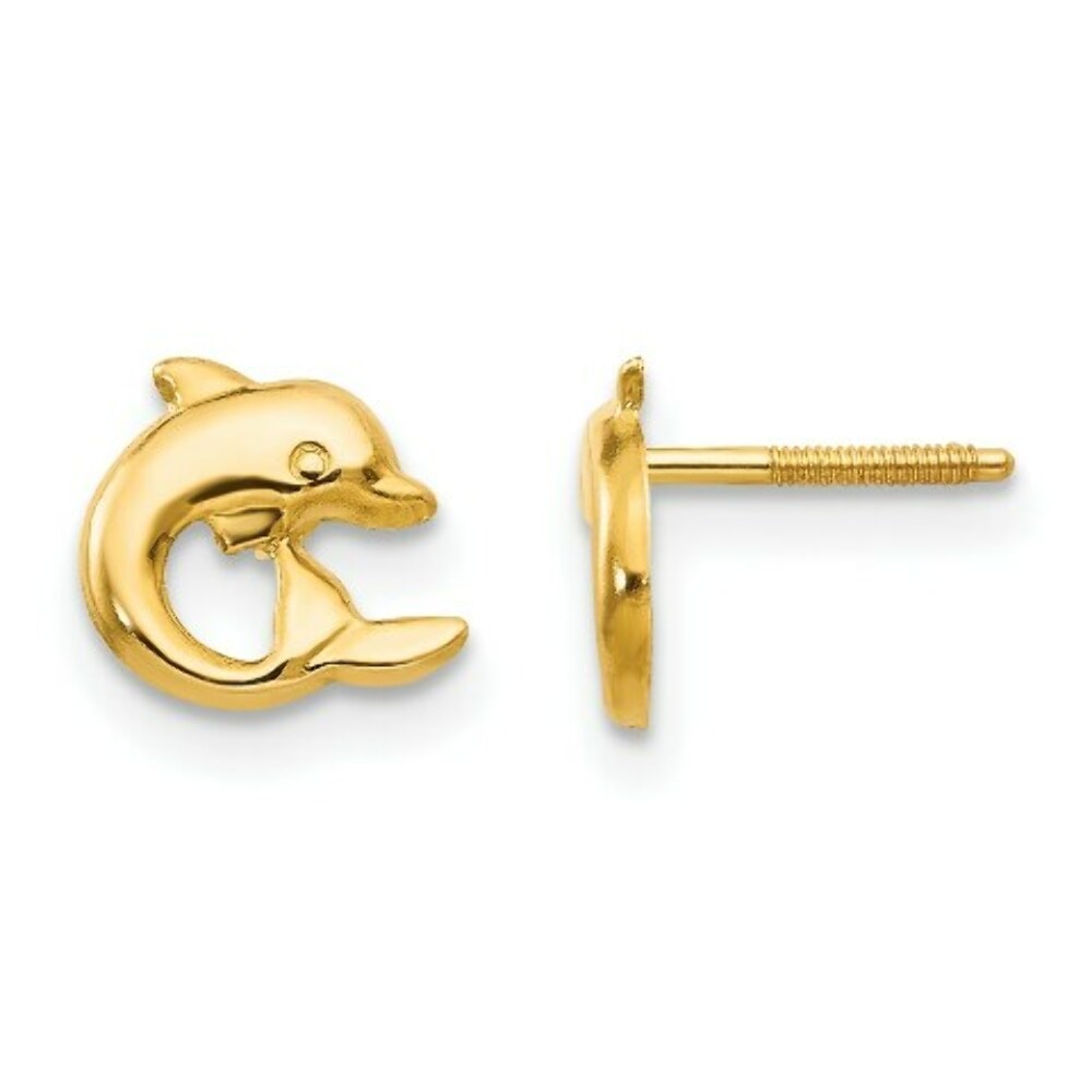 14K Yellow Gold Madi K Dolphin Post Earrings
