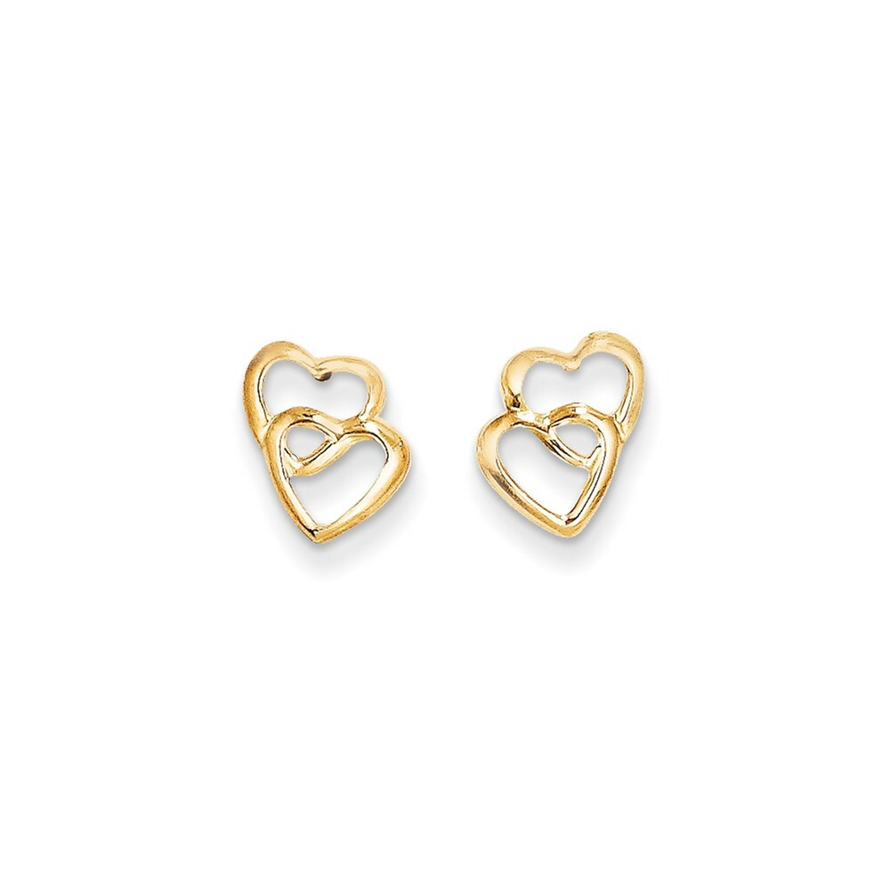 14K Yellow Gold Madi K Hearts Post Earrings