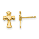 Load image into Gallery viewer, 14K Yellow Gold Madi K Heart Cross Post Earrings
