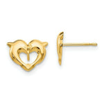 Load image into Gallery viewer, 14K Yellow Gold Madi K Heart Dolphins Post Earrings
