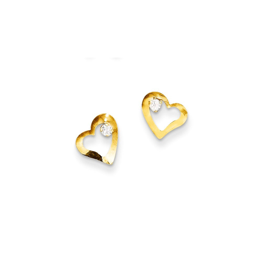 14K Yellow Gold Madi K Heart w/CZ Post Earrings