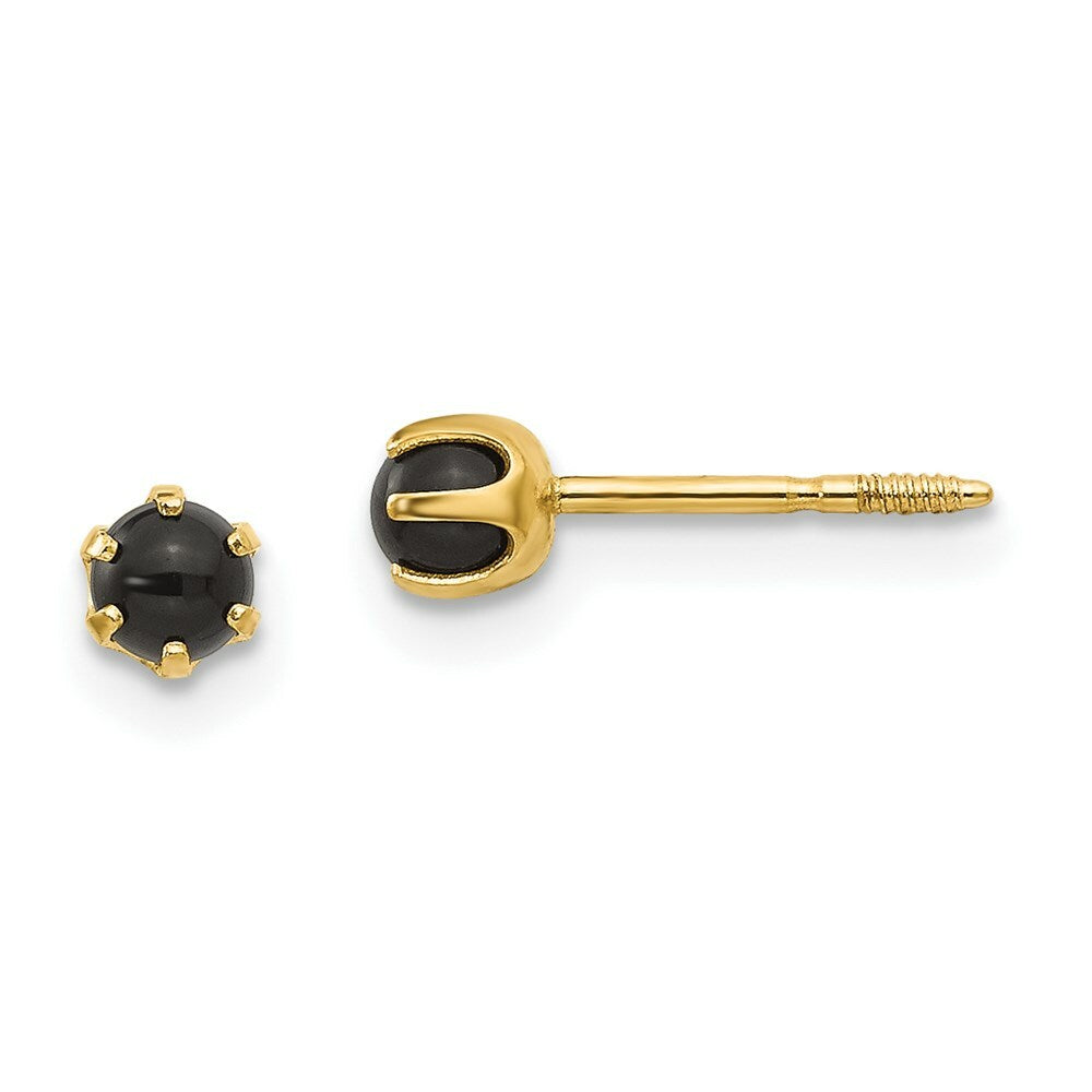 14K Yellow Gold Madi K 3mm Onyx Post Earrings