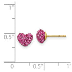Load image into Gallery viewer, 14K Yellow Gold Madi K Pink Crystal Heart Post Earrings
