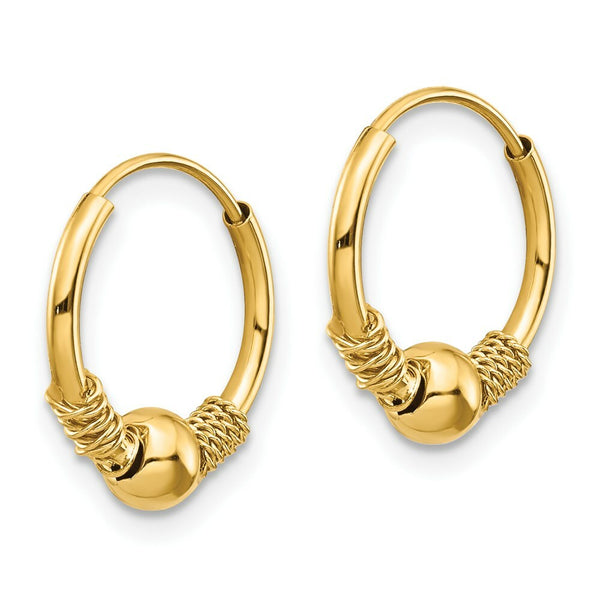 14K Yellow Gold Madi K Endless Hoop w/Bead Earrings